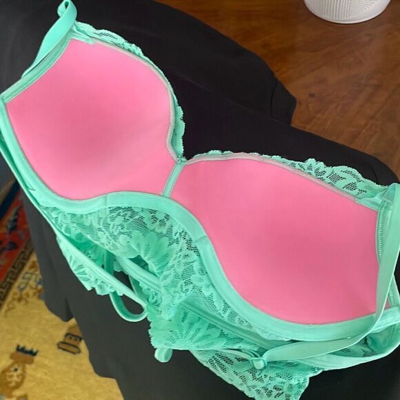 PINK Victoria’s Secret Push-Up Bra Aqua Green S - Picture 5 of 7